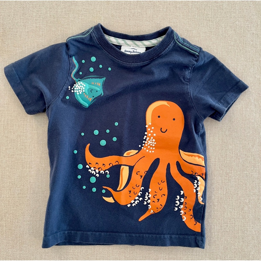 Tommy Bahama T-Shirt Toddler Boys 18M Navy Blue Graphic Sea Life